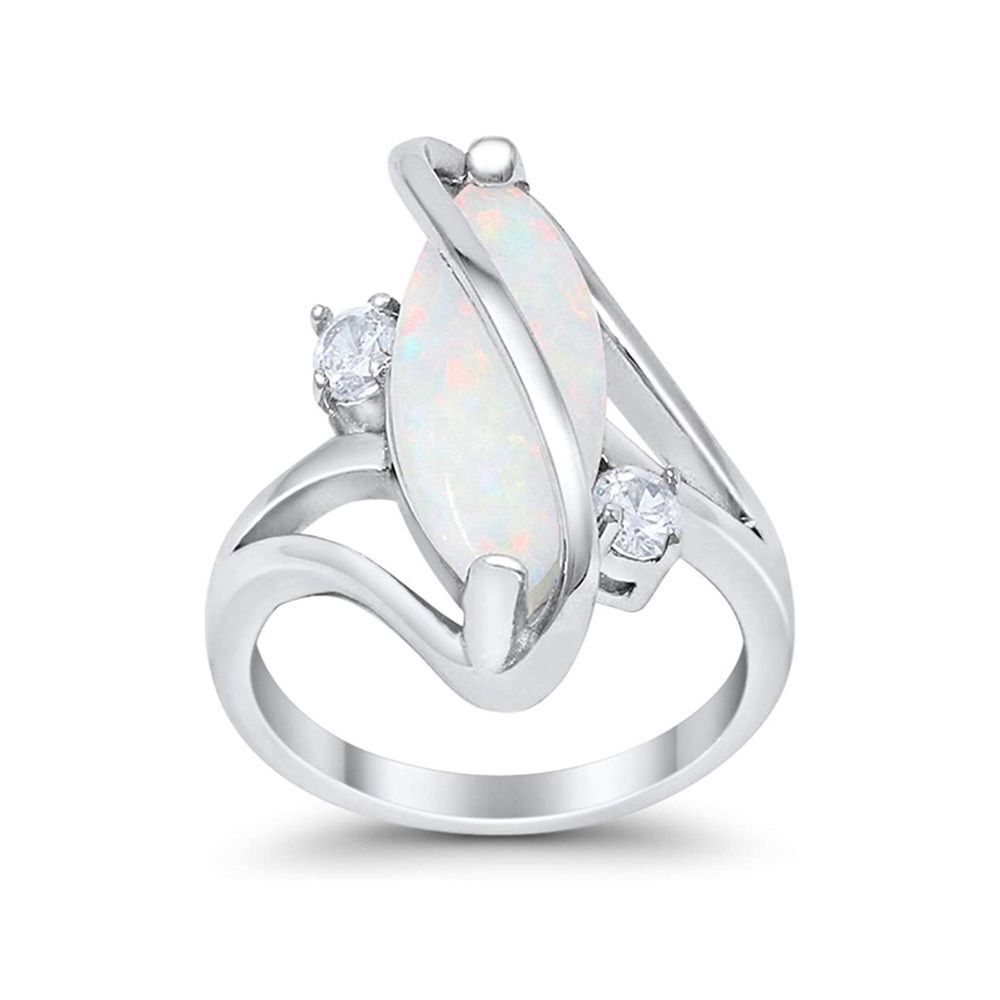 Vintage Marquise Ghostly Genuine Opal Ring Vintage